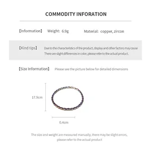 Detailed size guide for 17.9cm zircon bracelet with weight and length specifications