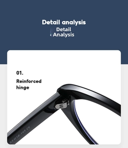 Detail of reinforced metal hinges and specifications 53-18-143 on cat-eye glasses