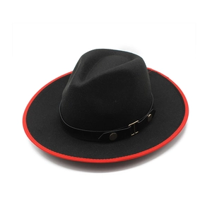 Vintage Wool Felt Fedora Hat With Contrast Bound Rim Leather Belt Band Retro Unisex Jazz Trilby Elegant