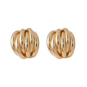 Minimalist gold knot stud earrings with a layered textured finish for women