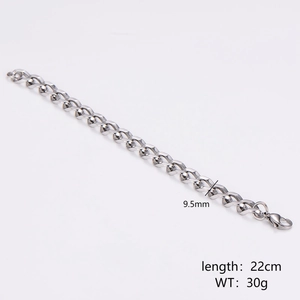 Retro punk 9.5mm wide stainless steel square twist curb chain bracelet, 22cm length