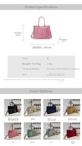 Guida alle taglie dettagliata e tabella colori per la borsa tote in tela con dimensioni