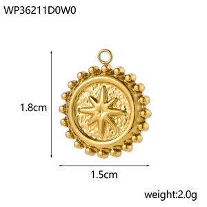Detail of starburst medallion pendant with dimensions 1.8cm height and 1.5cm width
