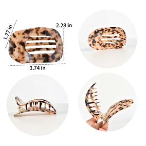 Semicircle acetate hair claw clip with leopard tortoiseshell pattern in four views