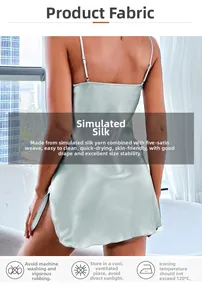 Détail d'une nuisette en soie artificielle bleu clair montrant le drapé et la texture