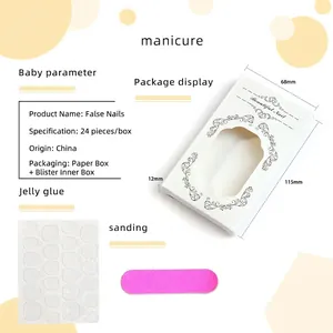 Square gold glitter gradient press-on nail kit with 24 nail pieces and application tools