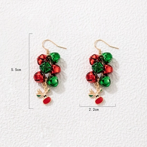 Christmas reindeer and bell earrings size guide showing 5.5cm height and 2.2cm width