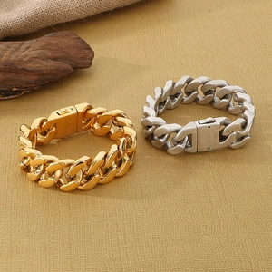 Bracelet chaîne cubaine de 20mm en acier inoxydable or et argent vieilli vintage