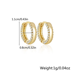 Detailed size chart for S925 silver gold earrings with cubic zirconia stones