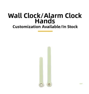 Macro detail of fluorescent clock hands including hour and minute hands for wall clocks