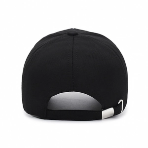 Classic black cotton baseball cap for men featuring a metal adjustable back strap buckle
