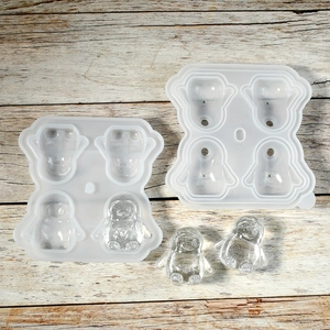 Silicone penguin ice cube mold with 4 slots and lid for whiskey or creative DIY crafts