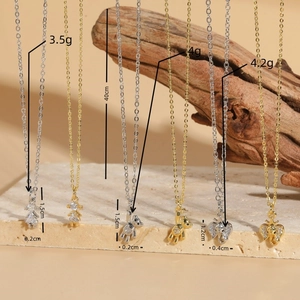 Chic bear and elephant zircon pendants necklaces in gold and silver plating