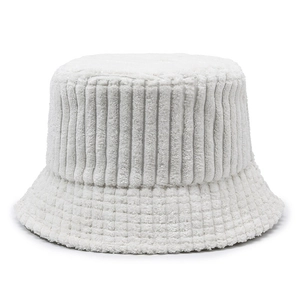 Cappello da pescatore bianco in velluto a coste larghe con finitura testurizzata