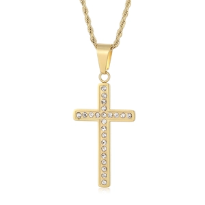Cross Pendant Stainless Steel Iced Out Rhinestone Religious Hip Hop Jewelry Gift For Men Women
