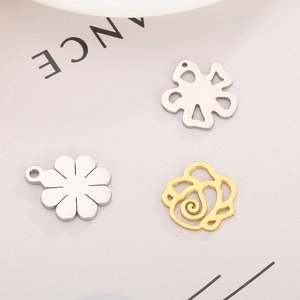 Chic stainless steel hollow rose flower pendants in gold and silver finishes
