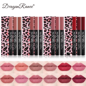 Set di 12 rossetti opachi Dragon Ranee con scatola leopardata e campioni labbra