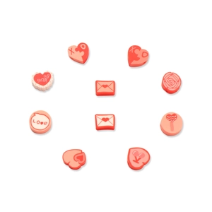 Valentine's themed polymer clay bead set with hearts and flowers for DIY jewelry making
