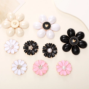 Enamel Flower Charms Zinc Alloy With Rhinestone Artificial Pearl DIY Accessories For Phone Case Shoes Decoration Fashionable Elegant