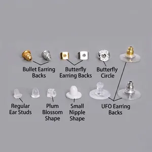 DIY silicone and metal earring backings set with bullet and butterfly shapes