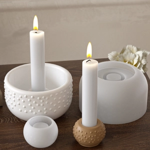 DIY silicone mold set for creating textured polka dot candle holders and storage bowls