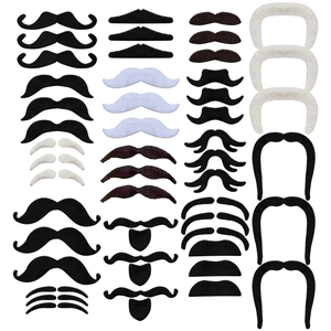 Fake Mustache Self-Adhesive Beard Realistic Synthetic Fiber For Halloween Cosplay Party Masquerade Dressing Up Props