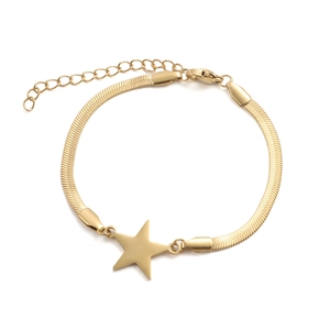 Elegant gold stainless steel snake chain bracelet with minimalist star pendant for women