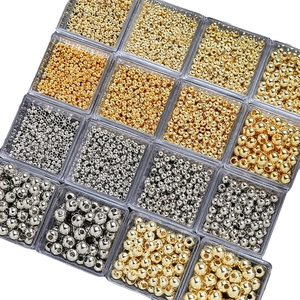 Set de cuentas espaciadoras de cobre chapado en oro para joyería DIY variada