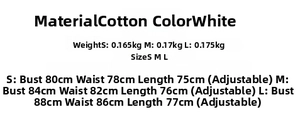 Detailed size chart for the white floral embroidered halter dress in sizes S, M, and L