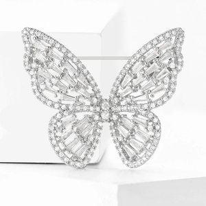 Exquisite Copper Zirconia Butterfly Brooch Pin For Women Light Luxury Micro Inlaid Animal Jewelry Banquet Party Accessory