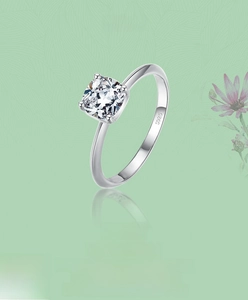 Macro detail of S925 sterling silver ring showing square-cut zircon and hallmark stamp