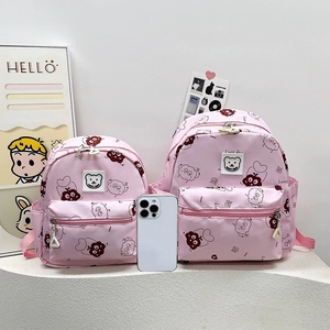 Zaino rosa per bambine con orsetto in due dimensioni per asilo in tessuto nylon