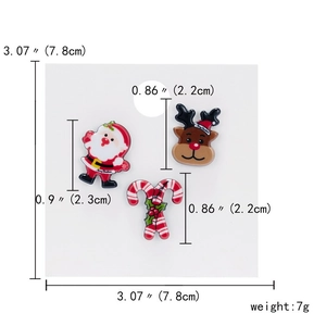 Details zu Maßen und Gewicht des Acryl-Broschen-Sets mit Weihnachtsmann und Rentier