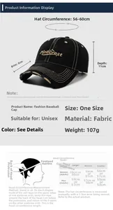 Größentabelle für Baseballkappen mit Maßen 56-60cm Umfang und Schirmlänge im Detail