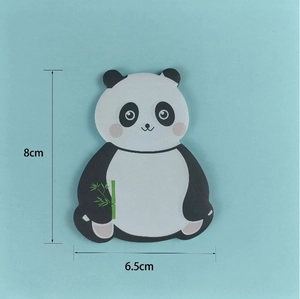 Cute panda shaped sticky note showing size dimensions 8cm by 6.5cm for office desk