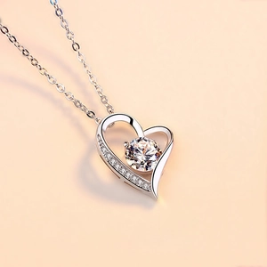 Heart Necklace With Zirconia Pendant Luxury Dainty Clavicle Chain Jewelry For Women Birthday Gift