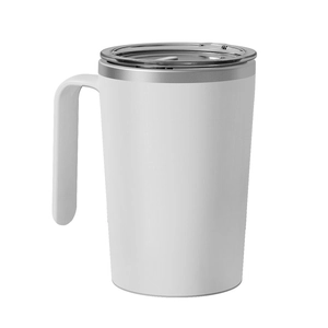 Portable USB electric self-stirring coffee mug in white with magnetic mixing lid