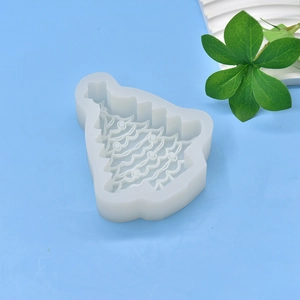 Translucent silicone Christmas tree mold for DIY candles and soap with wave texture