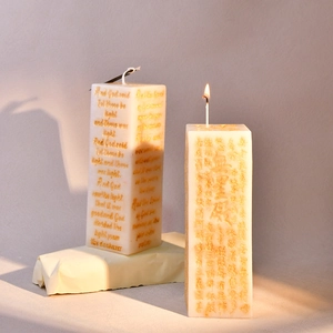 Pillar candle silicone mold for scripture aromatherapy candles with gold engraving
