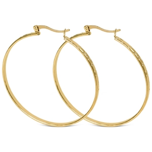 Minimalist large golden 304 stainless steel hoop earrings with textured hammered finish