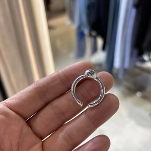 Minimalist 925 sterling silver open ring featuring a polished solid metal ball bead