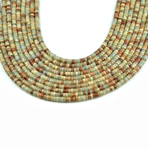 Perles cylindriques en pierre peau de serpent 2x4mm pour création de bijoux DIY