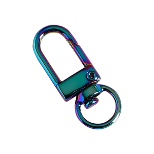 Rainbow plated metal swivel lobster clasp hook with colorful gradient for DIY keychains