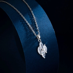 Geometric Marquise Zircon Pendant Necklace Titanium Steel Chain Flower Minimalist Jewelry For Women