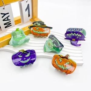Halloween luminous pumpkin and ghost hair claws for women, spooky festive hair accessories