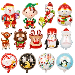 Collage of Christmas foil balloons featuring Santa, snowman, reindeer and gift box designs