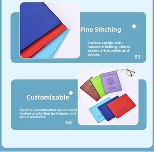 Close-up of durable reinforced stitching and multi-color PU leather passport covers