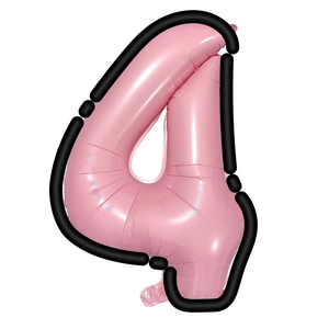 Gros plan sur le ballon numéro 4 rose de 32 pouces avec des lignes de style BD
