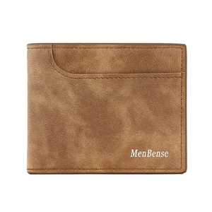 Bifold Herrenbrieftasche aus braunem Wildlederimitat mit vielen Kartenfächern und Design