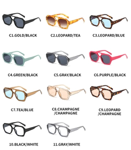 Multiples options de couleurs pour lunettes de soleil rétro à double pont en grille